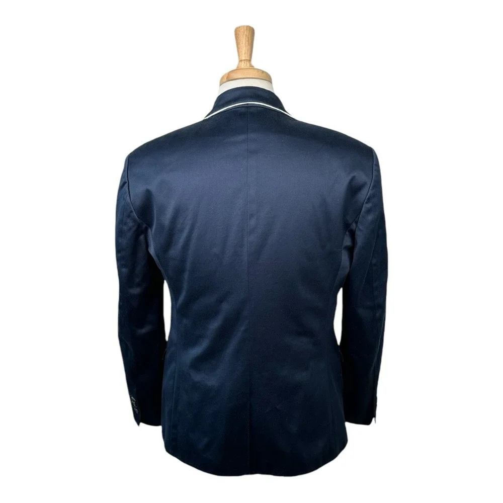 ICEBERG Blue White Trim Cotton Blend Mens Preppy Blazer Size 42R